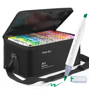 Dual Tip Art Marker Pen Set with Base, 1 Set Permanent Drawing Markers, Fine Tip Markers, Art Supplies for Painting, Drawing, Coloring, Sketching
