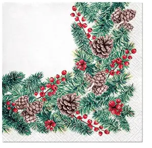 Christmas Napkins Poinsettia Decorative Xmas Paper Decoupage Napkin #2148