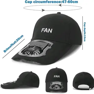 Baseball Fan Cap with Integrated Cooling Fan Cap Circumference 47-60cm Brim 20cm Depth 13cm Ideal for Sports Enthusiasts