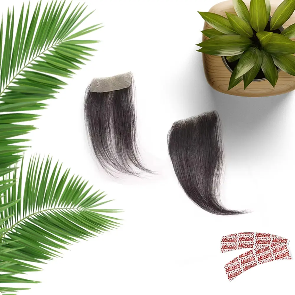 Wholesale Fashionable 2025 Real Human Hair Sideburn Patches - Invisible Seamless Hairpiece with Ultra-Thin Natural Look, Large Size 3.5 - for Men/Women, Hair Loss, Cancer, - Natural Brown Human Hair Toupee, Hairline Enhancement, Vacation Hairstyle, Scalp