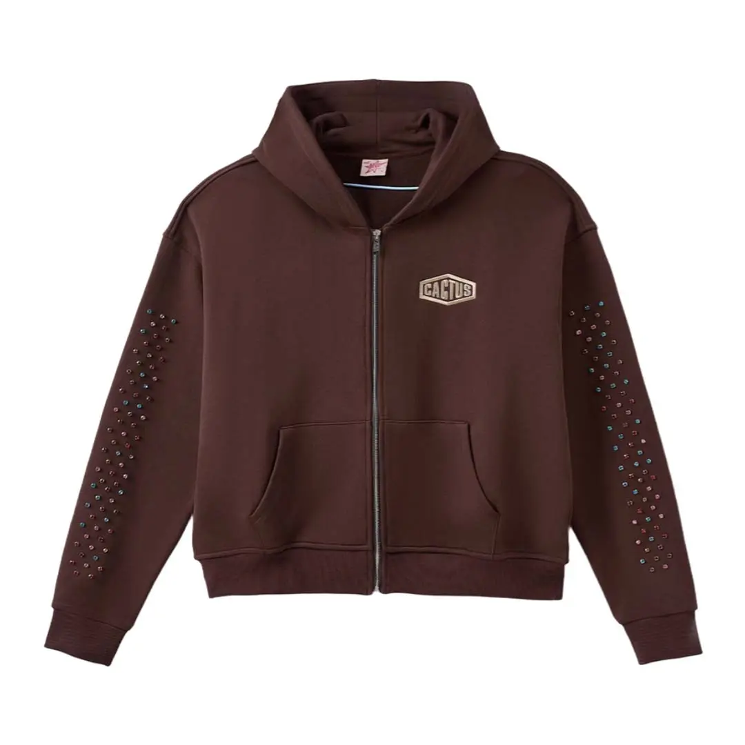 Cactus Valley Crystal Cactus Zip Hoodie Brown