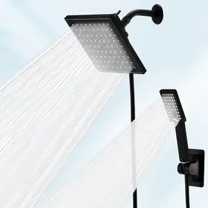 High Pressure Rain Shower Head Set with Handheld Spray, 57 Inch Hose, 3 Way Diverter Valve, Arm Holder, Adhesive Mount, Bathroom Accessories, High Pressure Showerhead