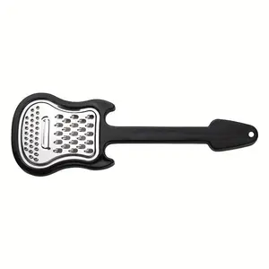 1pc 3-in-1 Stainless Steel Guitar-Shaped Cheese Grater with Plastic Handle, Multi-Function Food Shredder for Hard Parmesan/Soft Cheddar Cheese, Ginger, Potatoes, Vegetables, Butter & Chocolate Fruits, Creative Kitchen Gadget