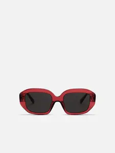 BEAU in Red Acetate Grey Sunglasses