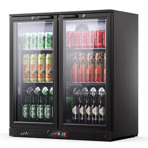 Upstreman 7.3 Cu.Ft Commercial Under Counter Back Bar Refrigerator with 2 Glass Doors, Double-Pane Low-E Glass, Lockable Fridge Refrigerator for Bars, Home, BB73