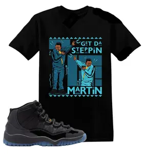 11 Gamma Shirt, 11 Gamma Blue Graphic T-Shirt, Get Tah Steppin Martin Tee Match Sneaker, Everyday Basic, Never Outdated, Easy to