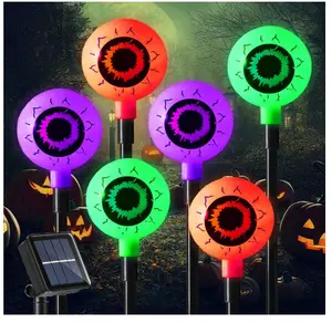 Outdoor Halloween Decorations Set of 6 Solar Garden Lights, Scary Eyeball Solar Landscape Pathway Stake Lights, 8 Modes Waterproof Halloween Lights for Halloween Party Home Yard Patio Decorations Insert Plastic