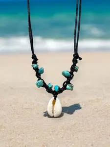 Cowrie Shell Necklace Adjustable Gemstone Necklace Howlite Turquoise Tiger Eye Amethyst Rose Quartz