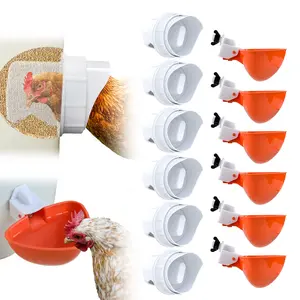12-Pack DIY Chicken Feeder Ports & Automatic Water Cups Set, Mess-Free Poultry Waterer Kit for Chickens, Ducks, Geese
