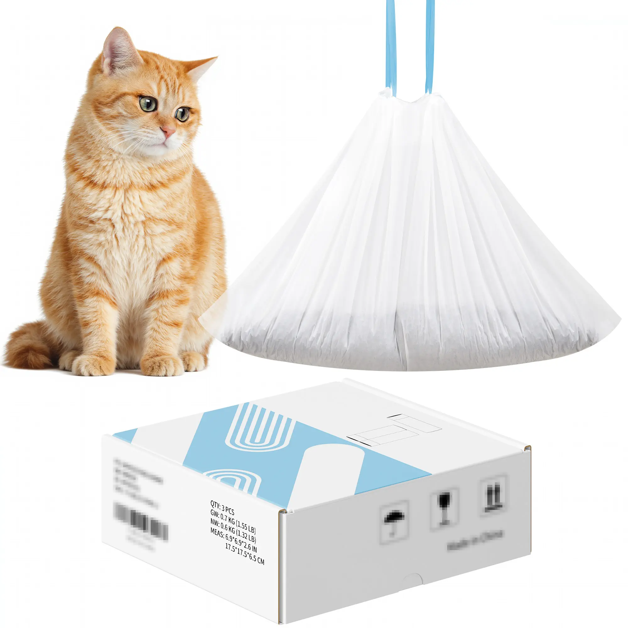 Warcat 3 Rolls Cat Litter Box Liners Drawstring Receptacles Bags 45 Count Heavy Duty Leak Proof Compatible Garbage Bags Thickened Waste Bags for Automatic Cat Litter Box #TikTokShopDealsforYouDays #DealsForYouDays