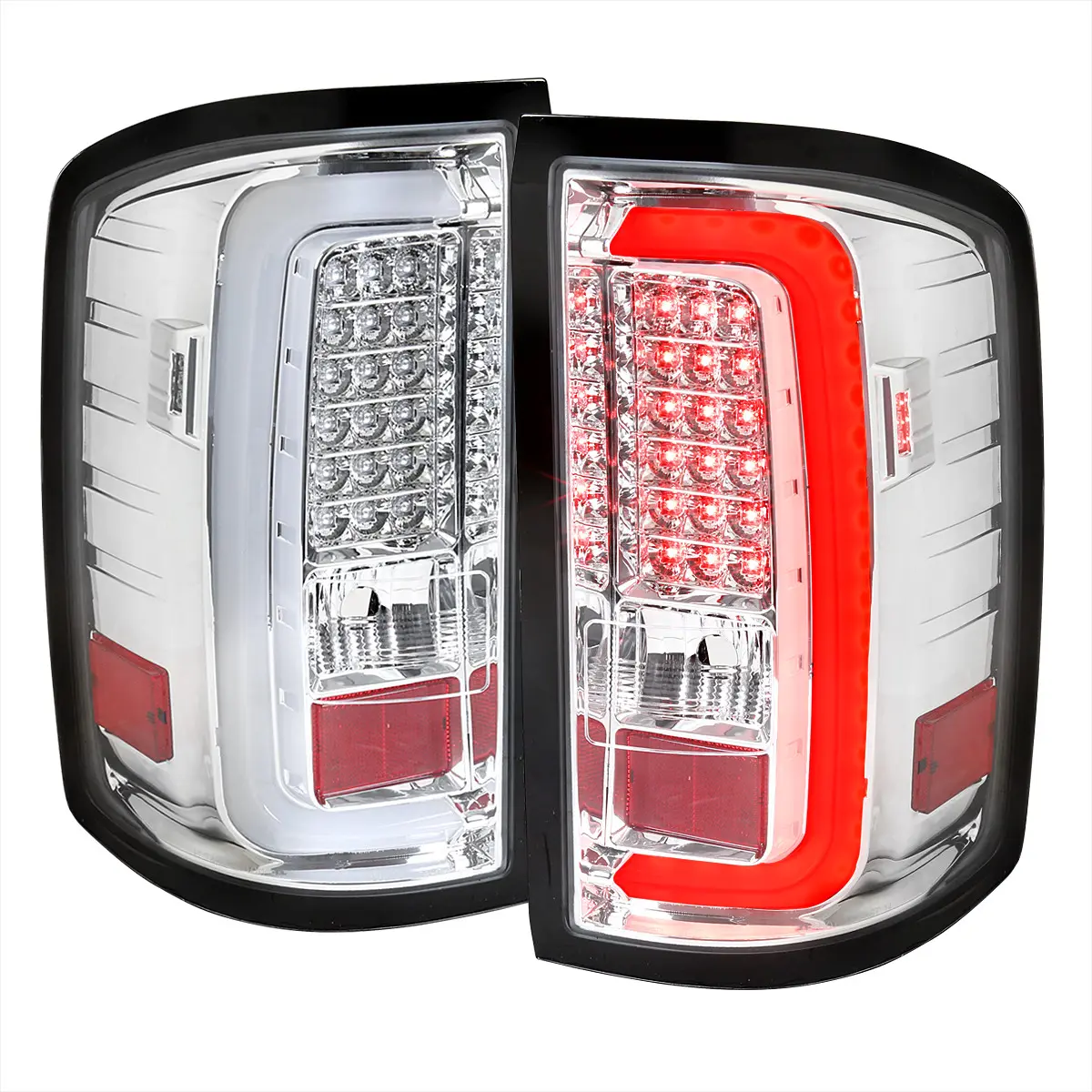 2014-2018 GMC Sierra 1500/2500HD/3500HD LED Tail Lights (Chrome Housing/Clear Lens)