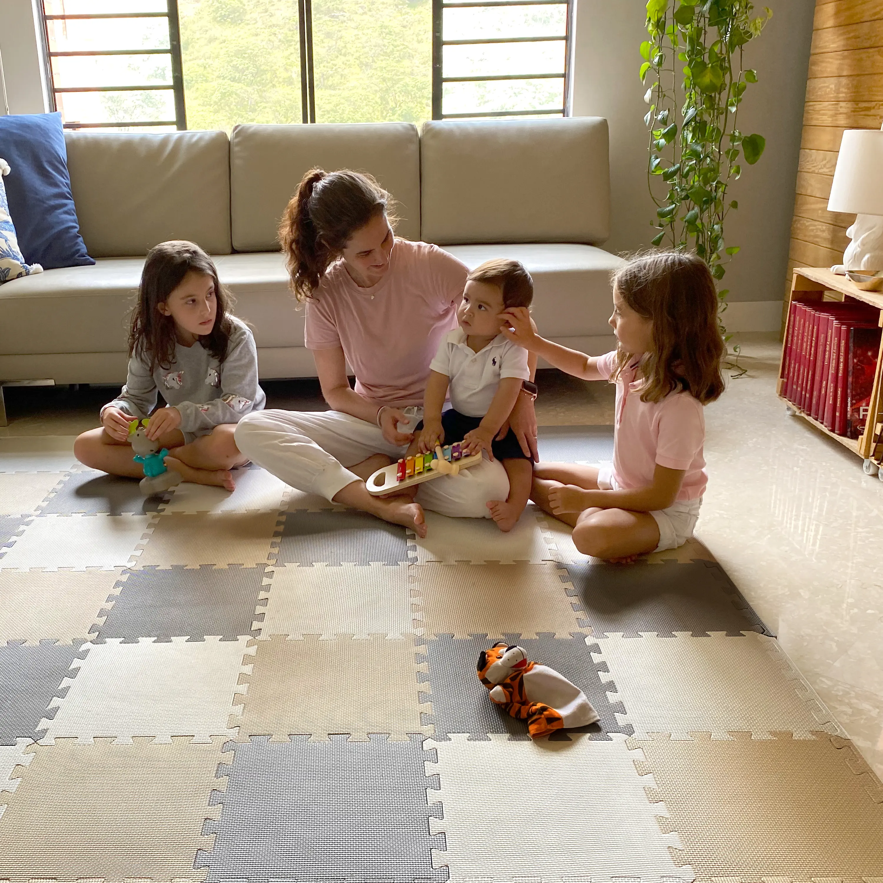 MioTetto Baby Play Mat - Non-Toxic Foam Interlocking Floor Tiles, Soft Baby Items for Crawling & 50x50 Playpen Use, Safe for 6-12 Months Infants