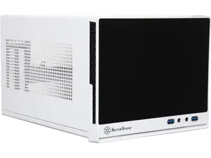 SilverStone SG13WB-Q Black / White Plastic front panel with faux aluminum finish, steel body Mini-ITX Computer Case Compatible with standard ATX12V/EPS12V Power Supply Power Supply