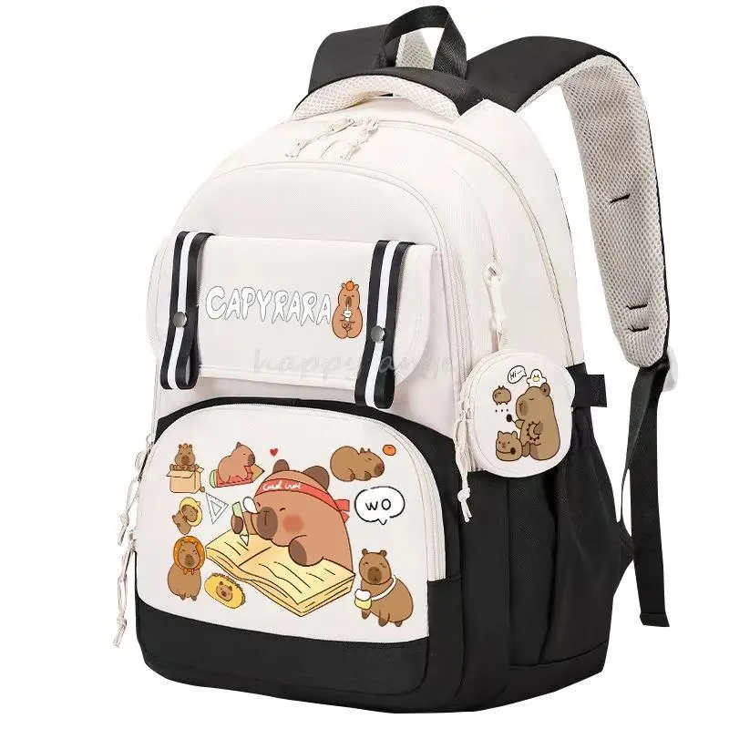 Stylish Kawaii Capybara Computer Backpack College School Casual Daypack Teens Bag Large Capacity Adjustable Strap Schoolbag