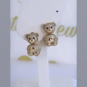 Bear Design Stud Earrings #0965 14k Laminated Gold Hypoallergenic 3 Layers Protection Cute Daily Use Jewelry