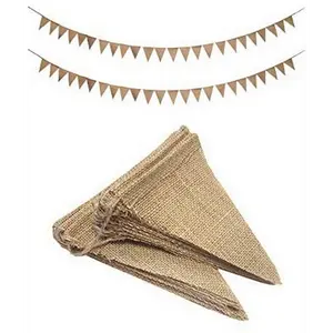 Plain Burlap Banner Flags DIY Burlap Pennant Banners for Birthday, Wedding, Graduation, Baby Shower; 30FT 30 PCs; by Mandala Crafts