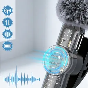 K9 Wireless Lavalier Microphone System, 2.4G with Noise Reduction, 1 Receiver for 2 Mics, for Live Streaming & Recording