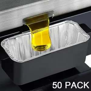 50 Pack Drip Pans Liners for Blackstone Griddle Accessories, Aluminum Foil Grease Drip Pans, Grease Cup Liners, Grill Rear Grease Catcher Cup Compatible for Blackstone Griddles 28 & 36 & 30 & 22 & 17 Inches, Grill Grease Tray Griddle Accessories
