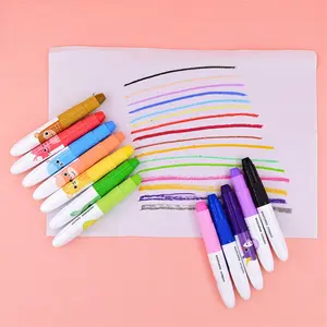 12 Colors Washable Crayon, 12pcs/set Rotatable Non-dirty Hand Washable Crayon, Art Supplies for Students Painting Graffiti