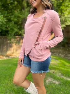 Motto Mauve Zippered Jacket