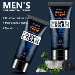 ROZINO Men's Hair Removal Cream Painless Depilatory for Body & Intimate Areas 2 Pack Suitable for All Skin Types Moisturizing Formula
