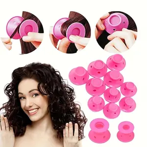 10pcs Hair Care Rollers Soft Silicone Hair Curler No Heat No Clip Hair Curling Styling Tool For Curler Hair Kinky Roller Set Hair Tools