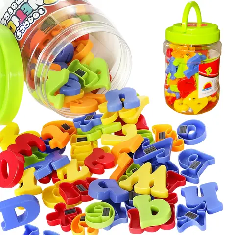 78-Pcs Kids Learning Magnetic Alphabet & Number Fridge Magnets - Harmless Plastic Preschool Blocks, 2 Sets of 1-10, 6 Math Symbols Incl, Magnetic Learning Tool for 3-5 Years Kids, Sort & Classify Play, Basic Arithmetic School Supplies Gift