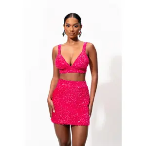 LIZA Sequin Bra top in FUCHSIA