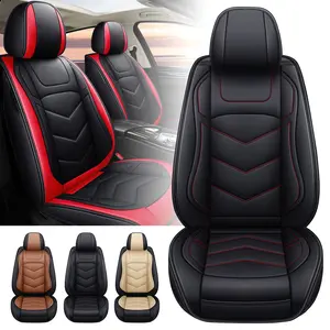 Universal Leather Car Seat Covers 5-Seats Full Set with Headrest Protector Waterproof Car Accessories Full Coverage Automotive Interior