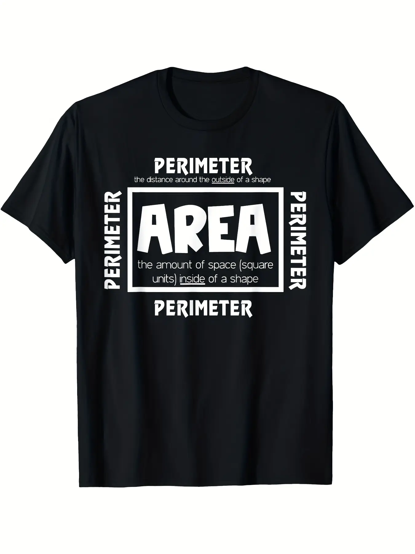 Math Geometry Graphic T-Shirt - Funny Area  Perime unisex soft cotton short sleeve t shirt, vintage graphic casual tee for men women teens, perfect birthday holiday gift for camping travel gym daily street  wear