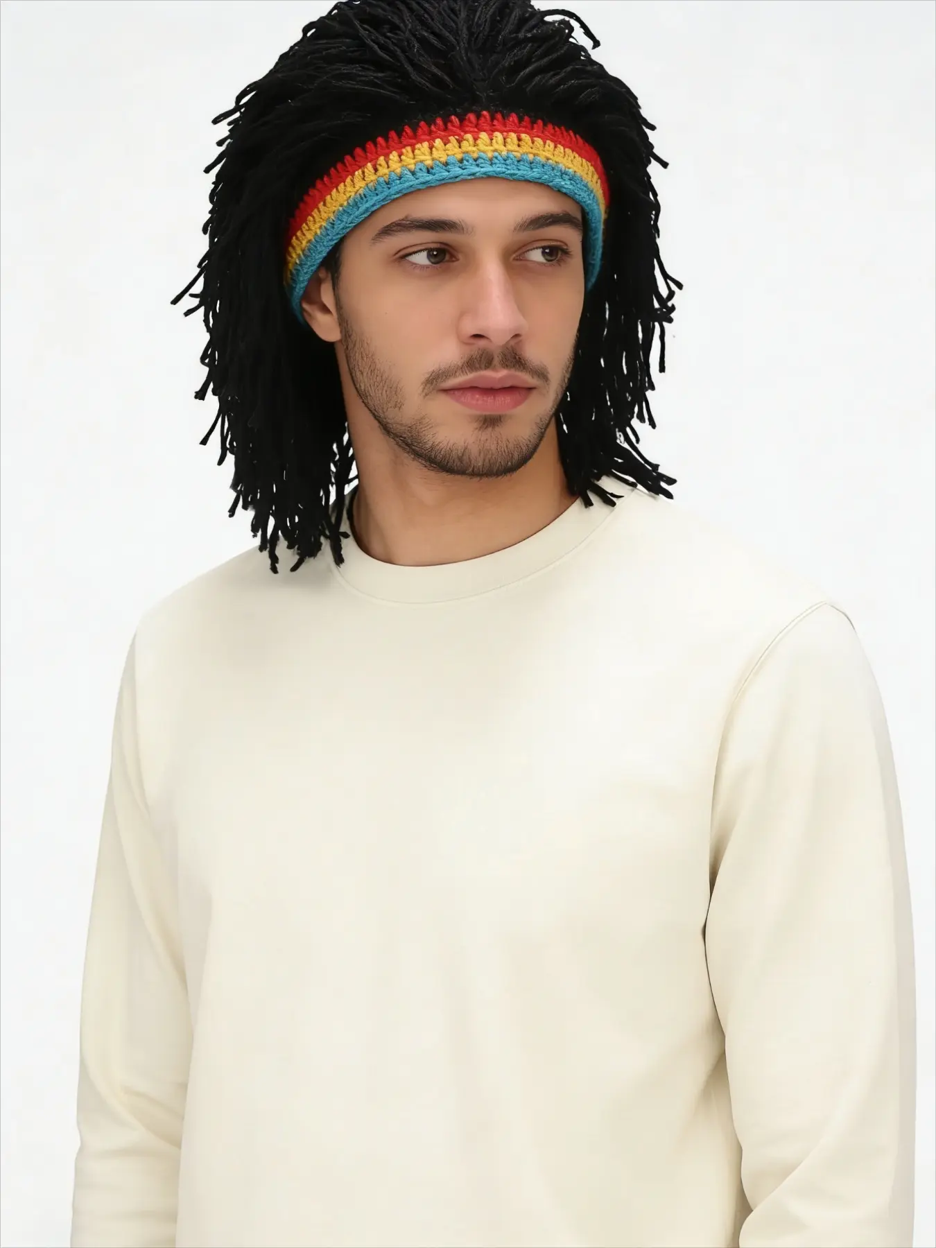 Funny headpiece dreadlock wool hat hip-hop party hat trendy unisex unique European and American warm knitted wig cap Beanie Hat