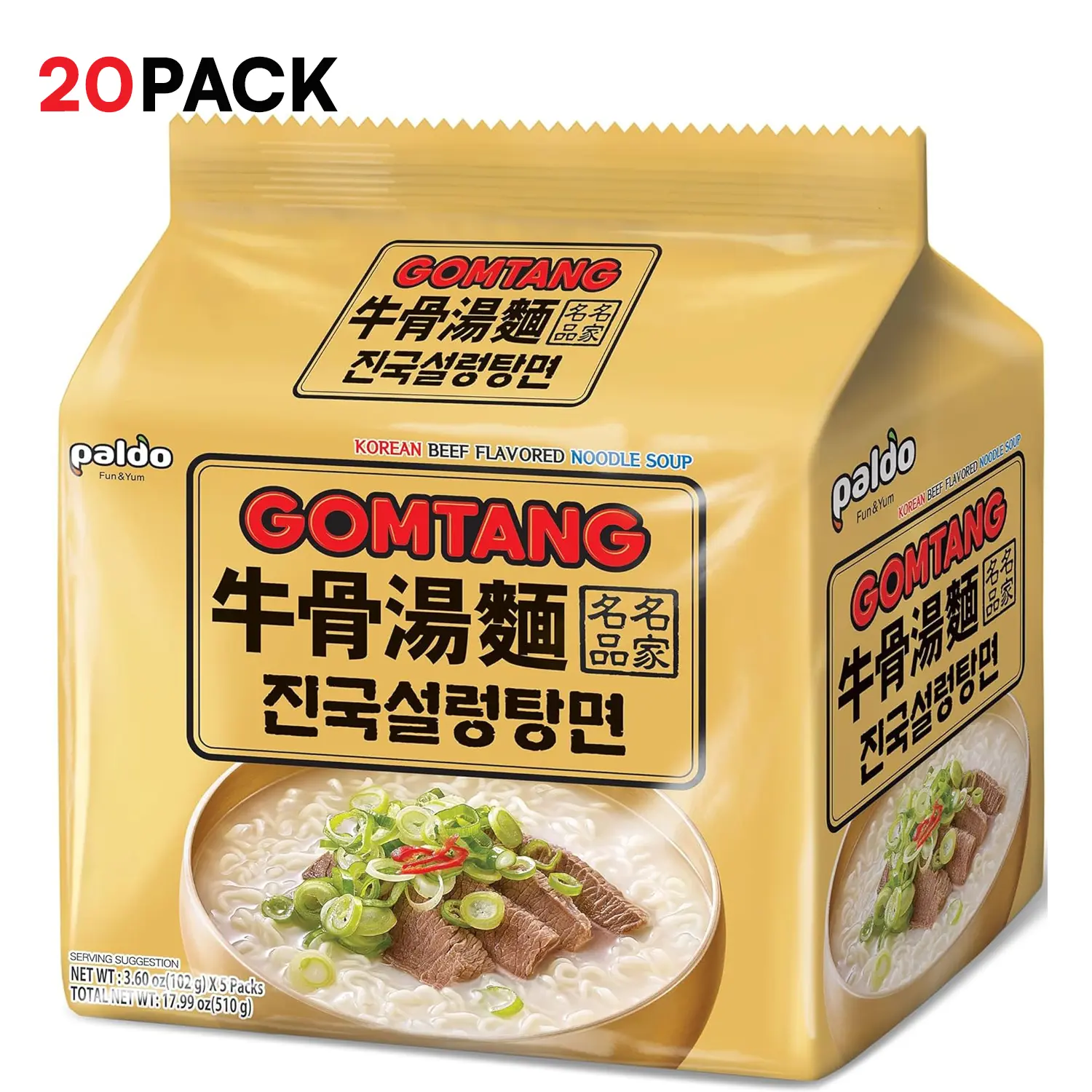 PALDO FUN & YUM Gomtang Ramen 20-Pack, 4.05 ounce (pack of 20)
