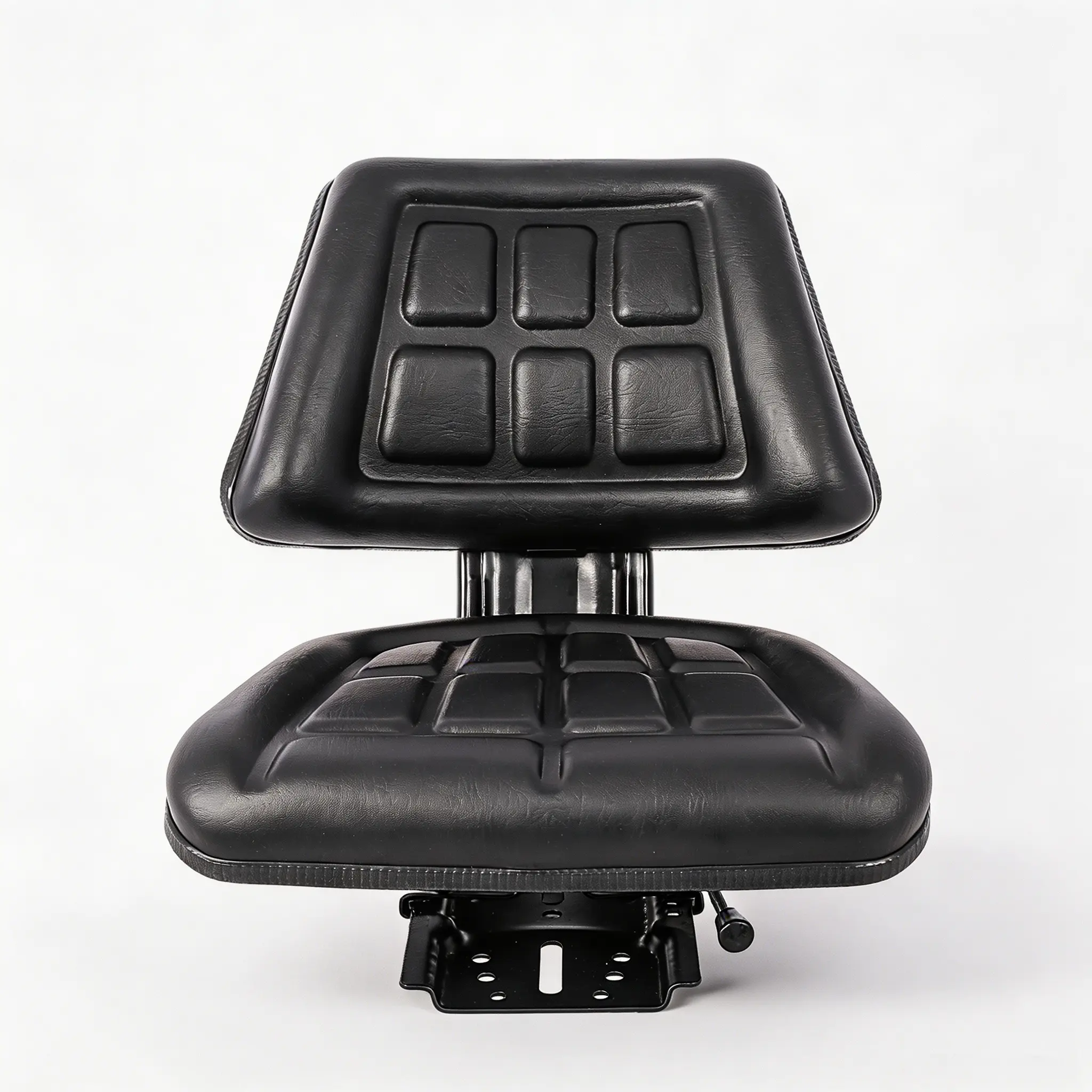Black Tractor Seat with Backrest – Comfortable Farming Vehicle Accessory with Easy Sliding Track Installation – Durable and Waterproof Polyurethane Cover – 5.9" Longitudinal Adjustment Range