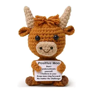 Highland Cow Yarn Doll Handcrafted Knit Ornament Soft Plush Toy Unique Home Decoration Gift Idea