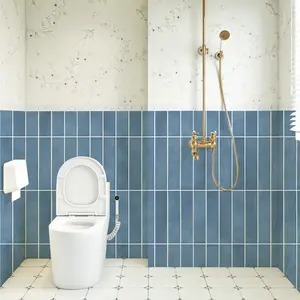 Boho Style Blue Wall Tiles Wallpaper, Waterproof Matte Blue Striped Tile Sticker, Ideal for Kitchen Splash Proof and Bathroom Renovation