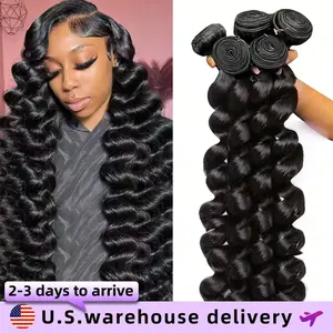 JOPEAR【14A Premium Upgraded】Loose Deep Wave Human Hair Bundles 100% Unprocessed Remy Weaving Real Human Hair Bundles 1/3/4 Bundles Natural Color Braiding Extensions Bundles #Summer