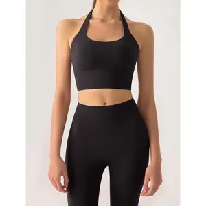 Black Halter Twist Back Sports Bra