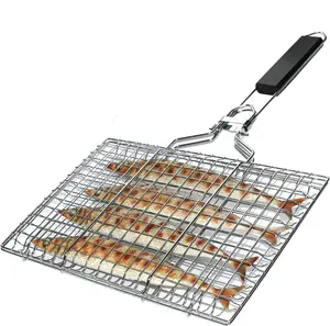 Grill Basket, Fish Grill Basket, Rustproof Stainless Steel BBQ Grilling Basket for Meat,Steak etc, Grill Accessories,Grilling Gifts for Men Dad
