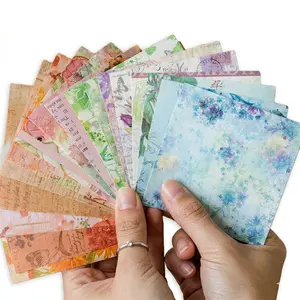 150 Sheets 8x8cm Butterfly Floral Plant Background Paper, DIY Scrapbook Collage Material, Craft Paper for Photo Albums