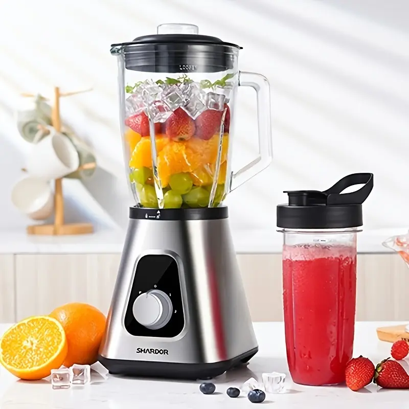 SHARDOR 1200W Blender, Smoothie Maker And Milkshake Machine, 52 Oz Countertop Blender And 22 Oz Personal Blender Set, 3 Adjustable Speeds for Frozen Fruit Beverages, Smoothies, Sauces, Perfect Gifts for Friends And Family, High Capacity