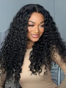 4x4 HD Lace Closure Glueless Wig Deep Wave Human Hair Wig Pre-Cut Lace Pre-Plucked Pre-Bleached Ready to Wear for Women Wear&Go