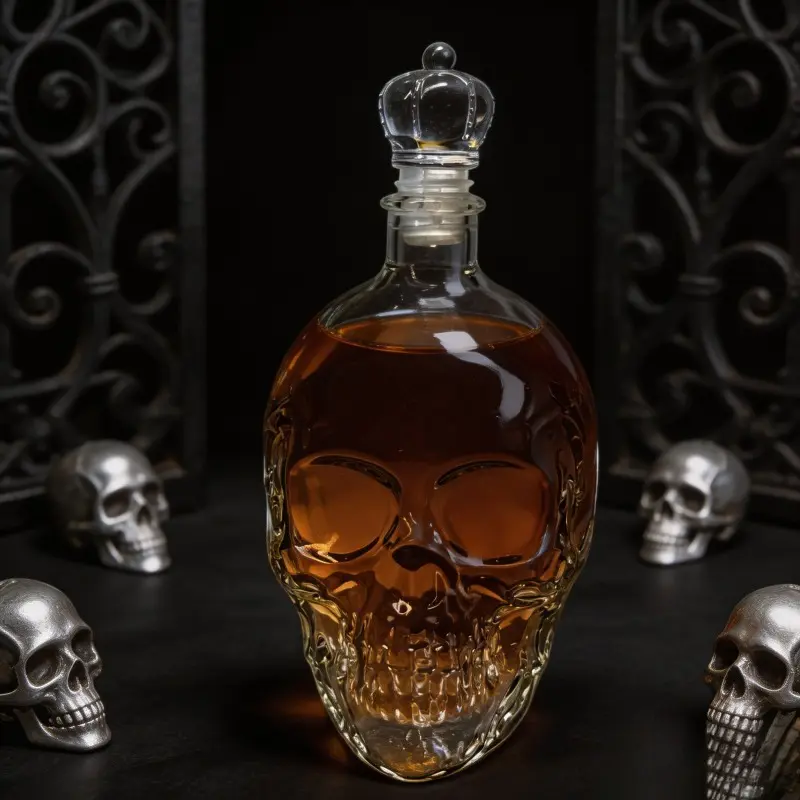 350ml Sovereign Skull Whiskey Decanter - 3D Skull Design Dark Retro Gothic Glass Liquor Storage Bottle, Anti-Yellowing Sealed Mouth Empty Vessel, Home Bar Decor & Unique Father's Day Gift for Dads, Mens Gifts