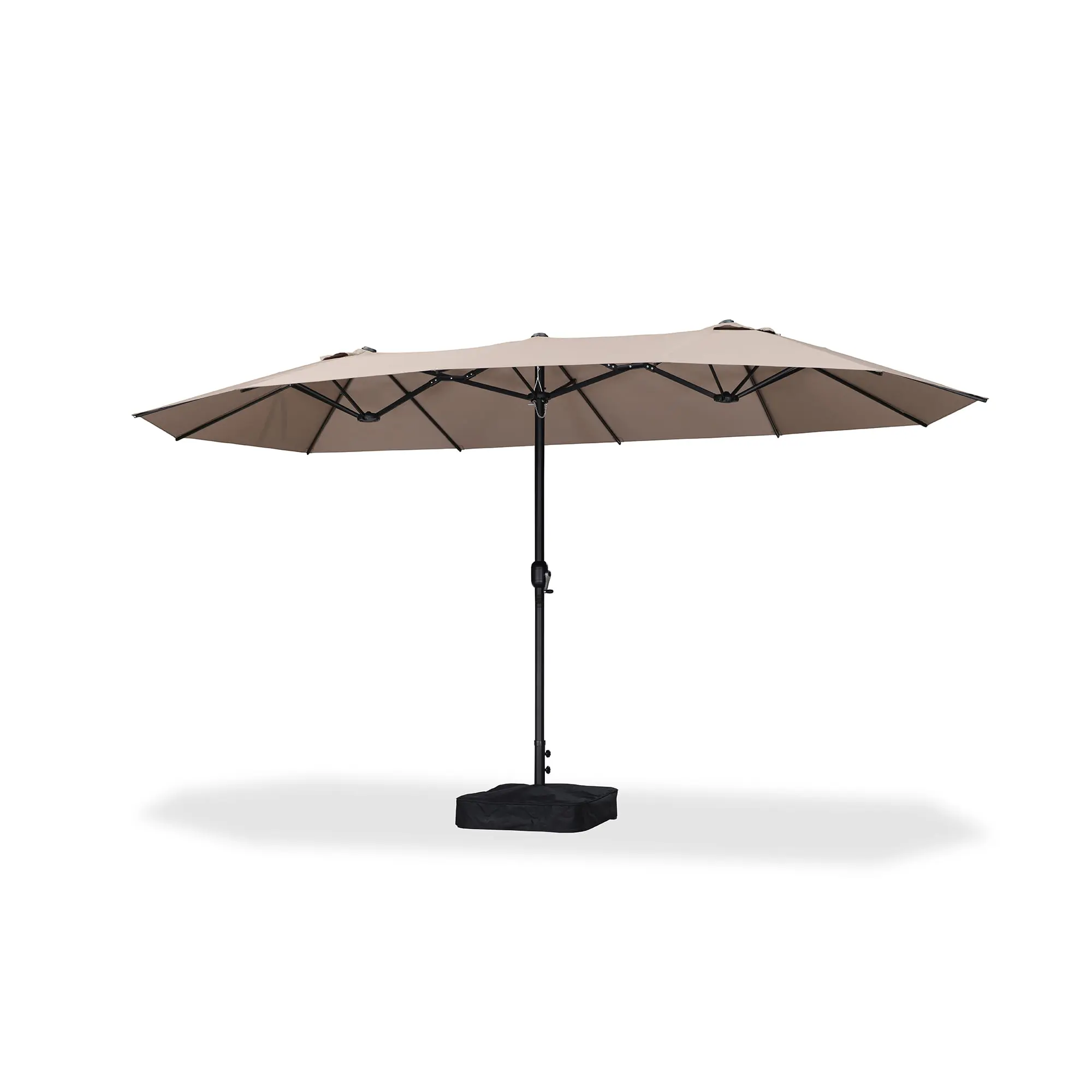 PURPLE LEAF 14 ft 12-Rib Aluminum Rectangular Patio Market Umbrella with Base, Corrosion-Resistant Double-Sided Shaded Canopy, Sturdy Stable Outdoor Shade for Parties, Assembly Required