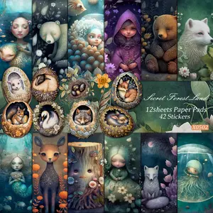 Mysterious Forest Background Paper Set, 54pcs/set Craft Kits DIY Crafts Scrapbooking Supplies, Perfect for Arts Crafts, Holiday Party, Handmade Crafts