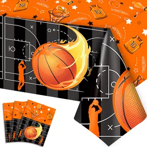 Basketball Tablecloth, 3 Pcs Basketball Party Table Cover Set Basketball Table Cloths for Parties, Basketball Birthday Tablecloth, Basketball Theme Table Cover for Basketball Birthday Party Decorations