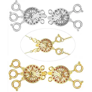 Gold & Silver Necklace Layering Clasps Separator for Women - Tangle Free Safety Jewelry, 4 Pcs, Locking Clasp Converter Chain Extender