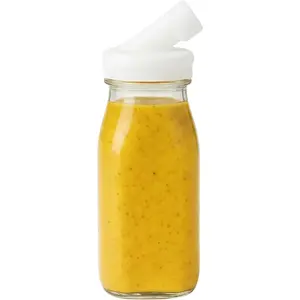 Salad Dressing Shaker Bottle - 12oz Glass Salad Dressing Dispenser Container with Silicone Pour Spout for Sauces, Ranch, and Marinades - Pack of 1