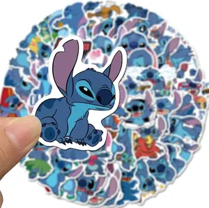 50Pcs Stitch Sticker for Kids, Cute Cartoon Waterproof Vinyl Decal for Teen Girl Water Bottle Skateboard Notebook Phone Guitar Bike Helmet  Stickers