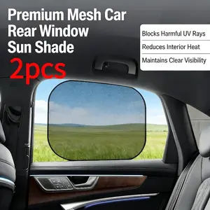 2pcs Universal Car Side Window Sunshade, Breathable Mesh Curtain, UV Protective Sunshade, Blocks UV and Bright Light, Quick Install Suction Cup, Foldable Storage