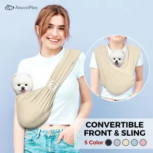 AnccoPlus Convertible Dog Carrier Sling for Small Dogs and Cats, Reduces Back Stress, Premium Cotton, Hands-Free, Easy to Wear